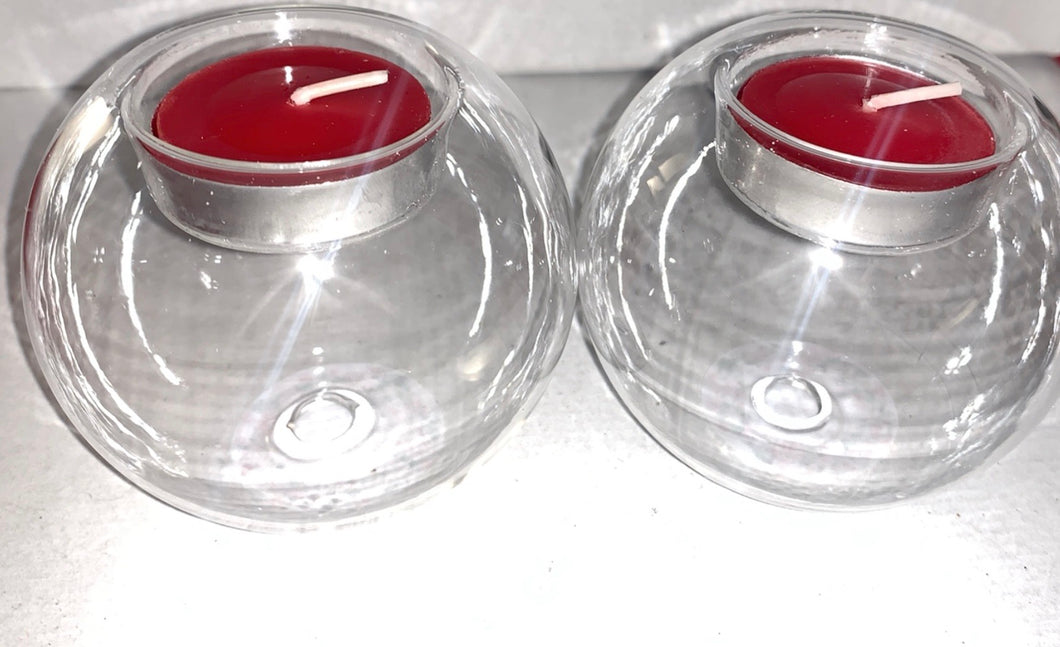 Glass Tealight Candle Holder with 2 FREE Tea light Candles