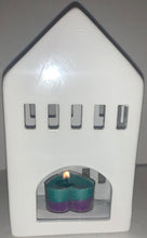 Load image into Gallery viewer, Ceramic House Tealight Holder with 2 FREE Tea Light Candles
